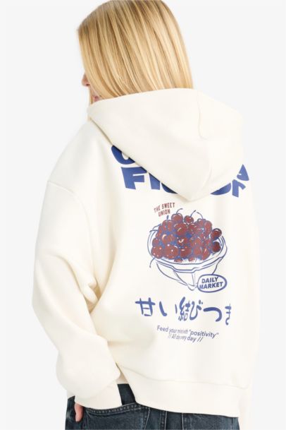 Hooded Back Printed Sweatshirt
