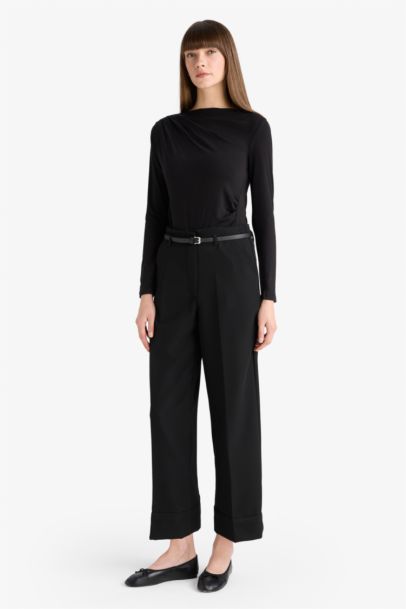 Normal Waist Wide Leg Trousers