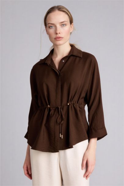 Relax Fıt Gömlek Yaka Uzun Kollu Gömlek