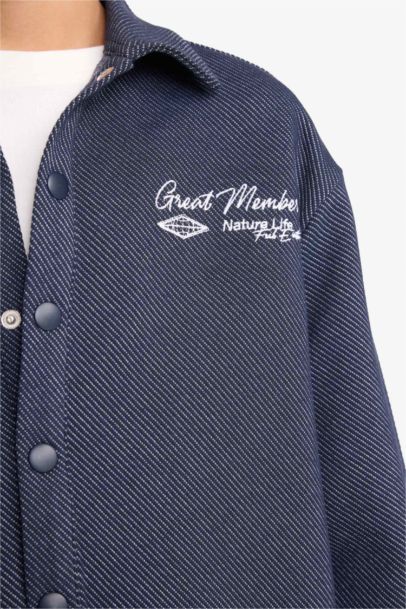 Oversize Fit Shirt Collar Cardigan