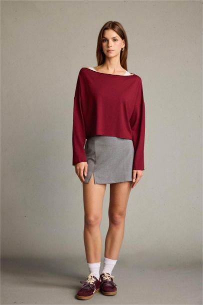 Regular Fit Kayık Yaka Modal Sweatshirt