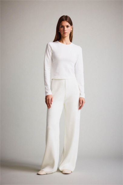 بنطرون قصة مريحة بخصر عالي