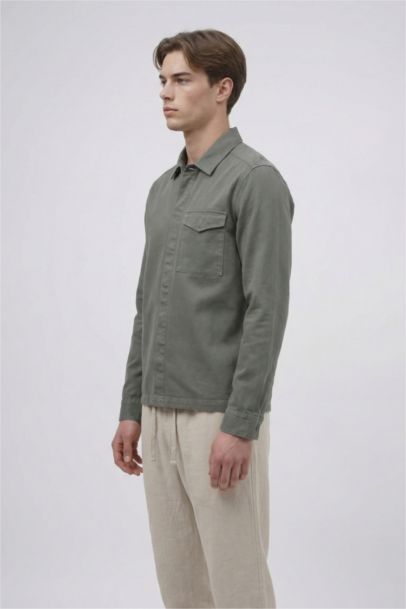 Куртка-рубашка из твила Boxy Fit с воротником поло