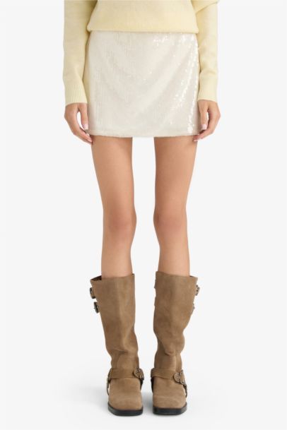 Regular Waist Sequined Mini Skirt