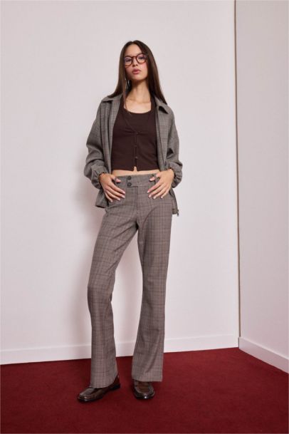 Flare Fıt Fermuarlı Normal Bel Standart Boy Pantolon