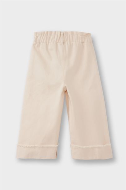 Kız Bebek Standart Fit Beli Lastikli Çiçekli Gabardin Pantolon