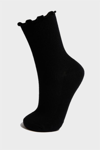 Kadın Fırfırlı 3'lü Pamuklu Uzun Çorap