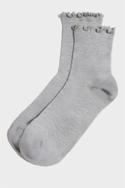 Kadın Fırfırlı 3'lü Pamuklu Uzun Çorap