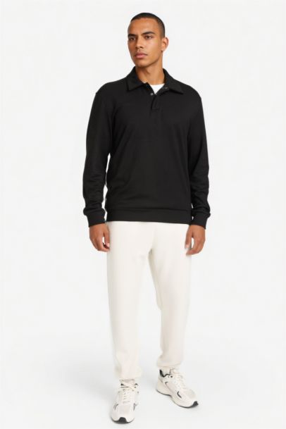 Standard Fit Polo Collar Modal Sports Sweatshirt