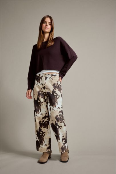 Relax Fit Animal Print Denim Trousers