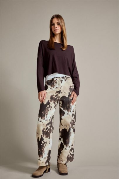 Relax Fit Animal Print Denim Trousers