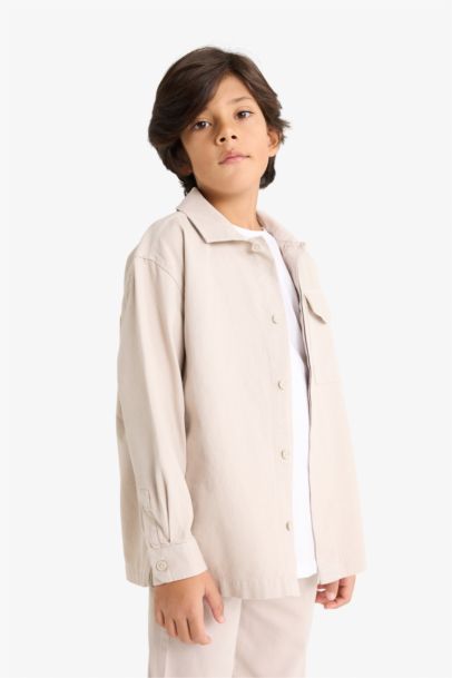 Oversize Geniş Kalıp Polo Yaka Uzun Kollu Gömlek Erkek Çocuk