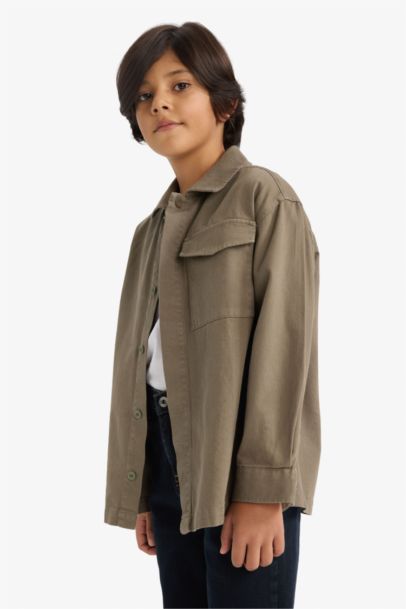 Oversize Geniş Kalıp Polo Yaka Uzun Kollu Gömlek Erkek Çocuk