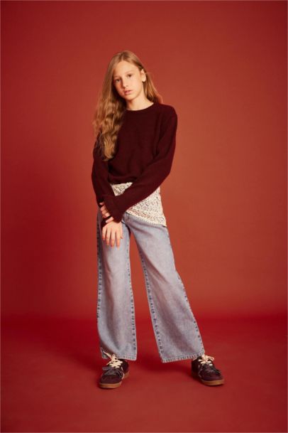 Straight Fit Denim Trousers