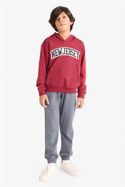 2'li Takım Kapüşonlu Baskılı Sweatshirt Eşofman Altı Erkek Çocuk