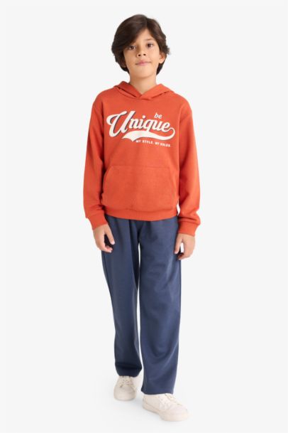 2'li Takım Kapüşonlu Baskılı Sweatshirt Eşofman Altı Erkek Çocuk