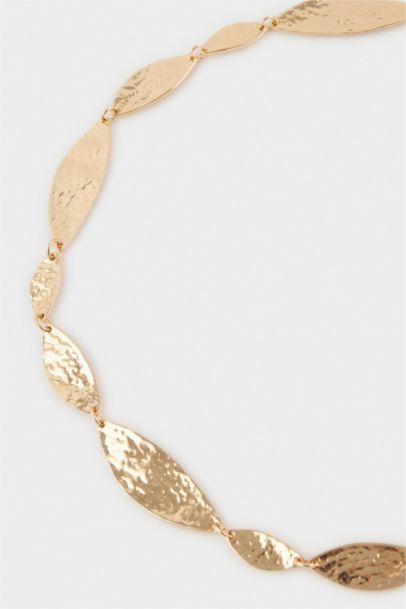 Kadın Gold Parlak Desenli Metal Zincir Kemer