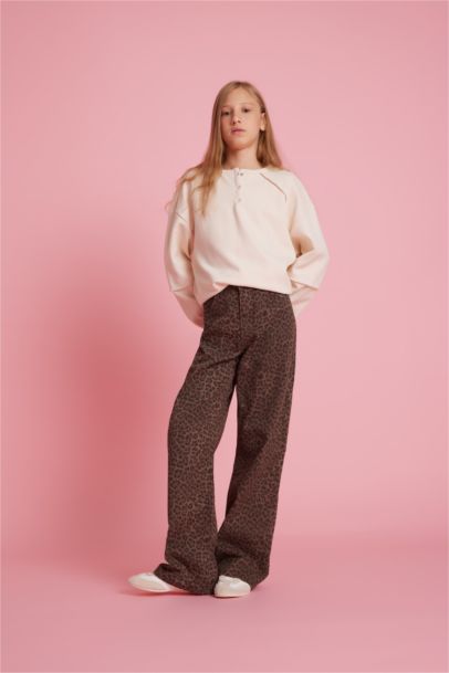 Girl Flare Fit Leopard Print Trousers