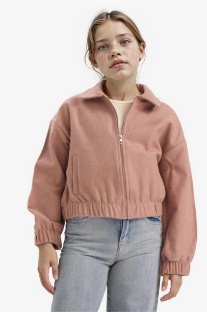 Regular Fit Zip Polo Collar Wool Jacket