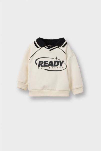 سويت شيرت بيبي ولادي بطبعة شعار قصة عادية