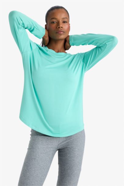 Standart Fit Bisiklet Yaka Sporcu Uzun Kollu Tişört