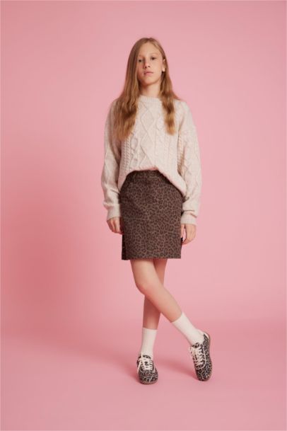 Leopar Desenli Etek Kız Çocuk