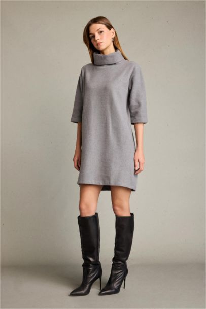 Balıkçı Yaka Yarım Kollu Mini Elbise