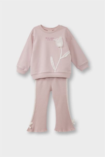 Girl Floral Sweatshirt Sweatpants 2 Piece Set