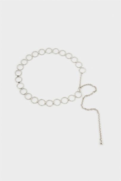 Kadın Silver Yuvarlak Metal Zincir Kemer