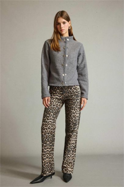 جاكيت صوف قطيفة بسوسته وجيب