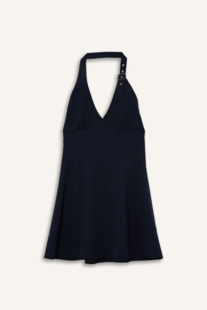 Mini Robe à carreaux à col halter