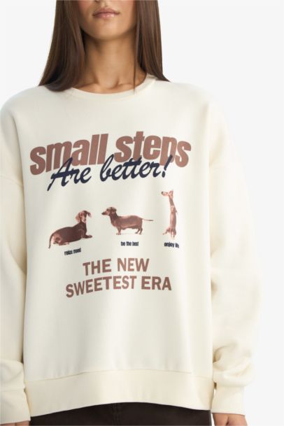 Oversize Fit Crew Neck Printed Sweatshirt