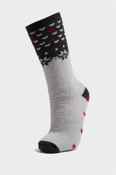 Kadın Yılbaşı Temalı 2'li Pamuklu Uzun Çorap