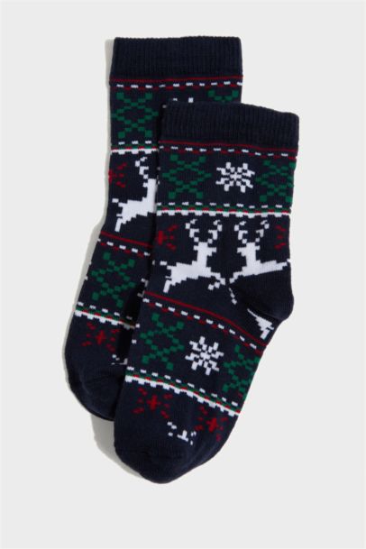 Lot de 2 Chaussettes de Noël longues en coton pour bébé garçon