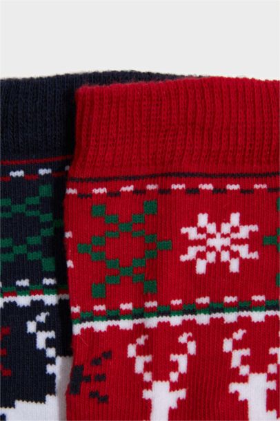 Lot de 2 Chaussettes de Noël longues en coton pour bébé garçon