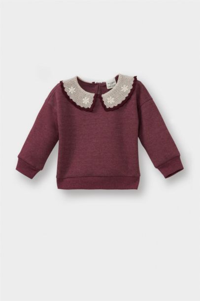 Büyük Yaka Nakışlı Sweatshirt Kız Bebek