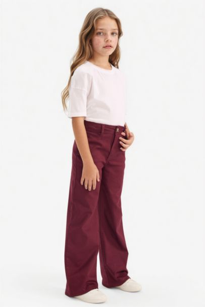 Straight Fit Gabardin Pantolon Kız Çocuk