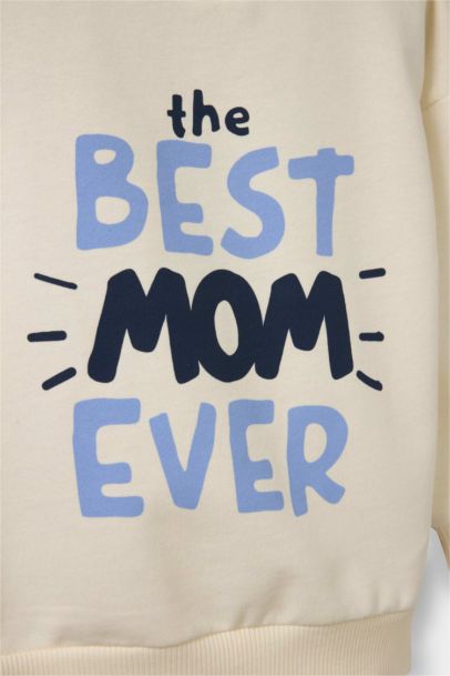 Bisiklet Yaka Baskılı İçi Yumuşak Tüylü 2'li Sweatshirt Erkek Bebek