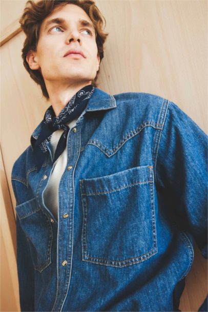 قميص جينز ردن طويل قصة مريحة