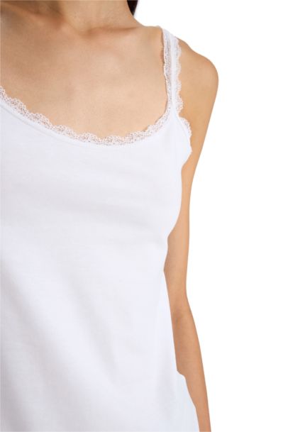 Fall in Love Regular Fit Lace Detailed White Tank Top