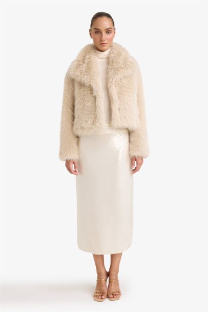 A Cut Sequined Fabric Normal Waist Skirt