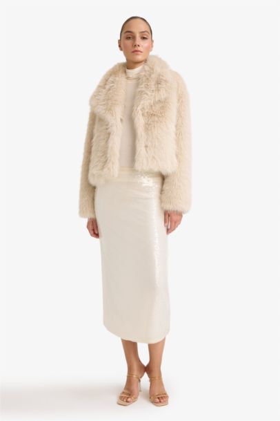 A Cut Sequined Fabric Normal Waist Skirt