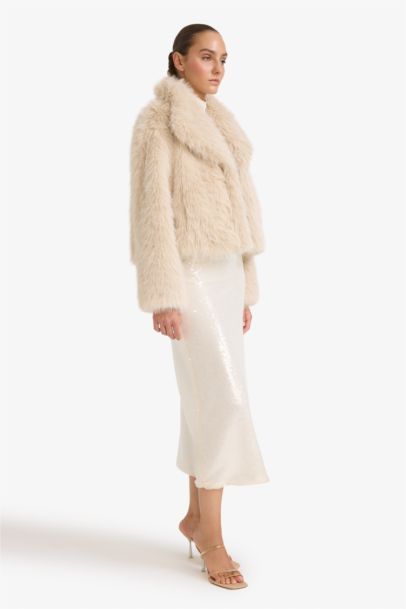 A Cut Sequined Fabric Normal Waist Skirt