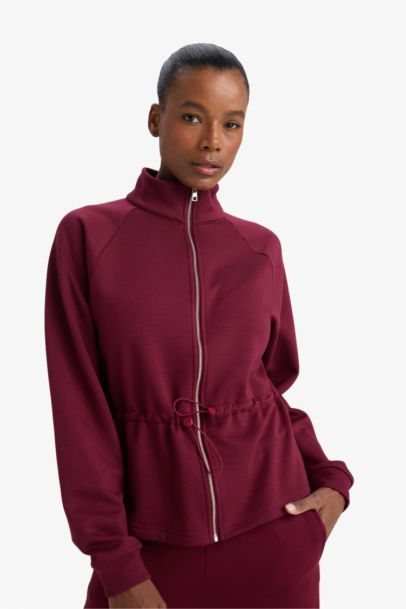 Standard Fit Stand Collar Fleece Lining Modal Cardigan