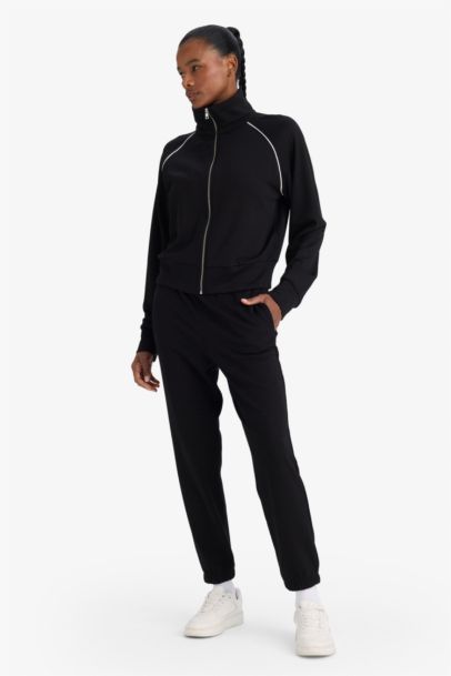 Standard Fit Stand Collar Fleece Lining Modal Cardigan