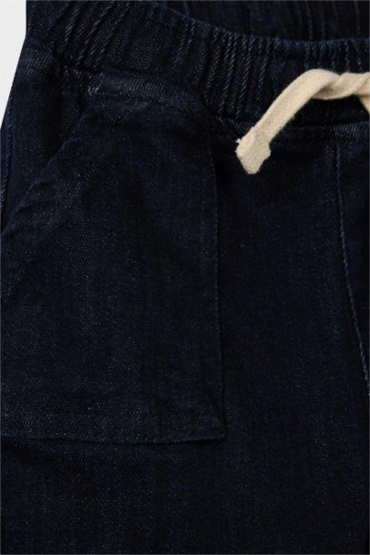 Balloon Fit Beli Lastikli Düz Paça Jean Pantolon Erkek Bebek