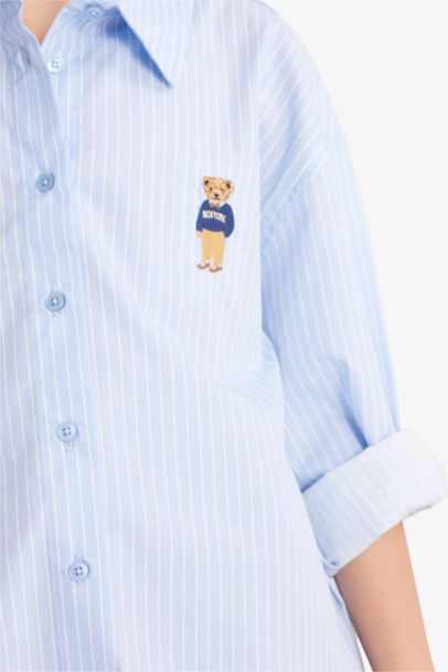 Girl Poplin Long Sleeve Striped Shirt