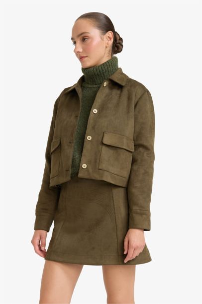 Shirt Collar Suede Blazer