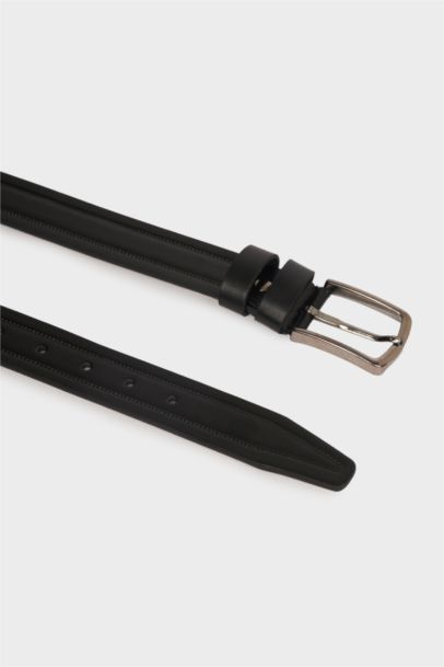 Erkek Dikdörtgen Toka Suni Deri Klasik Kemer