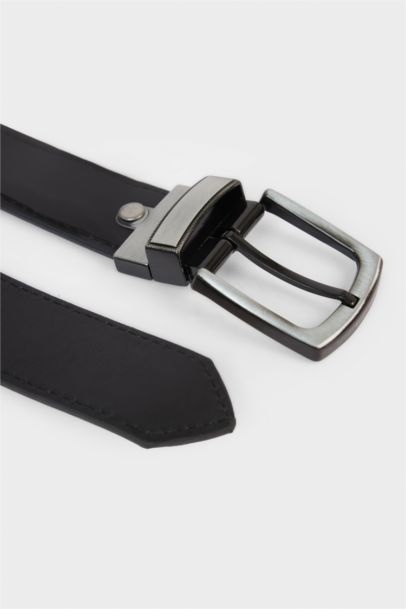 Erkek Çift Taraflı Toka Suni Deri Günlük Kemer